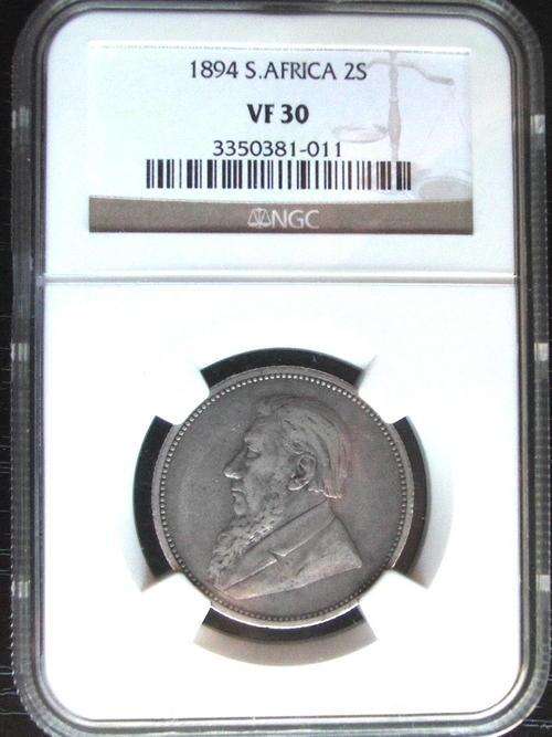 1894 Z.A.R. - 2 Shillings NGC Graded VF 30 @ R1 Start!!